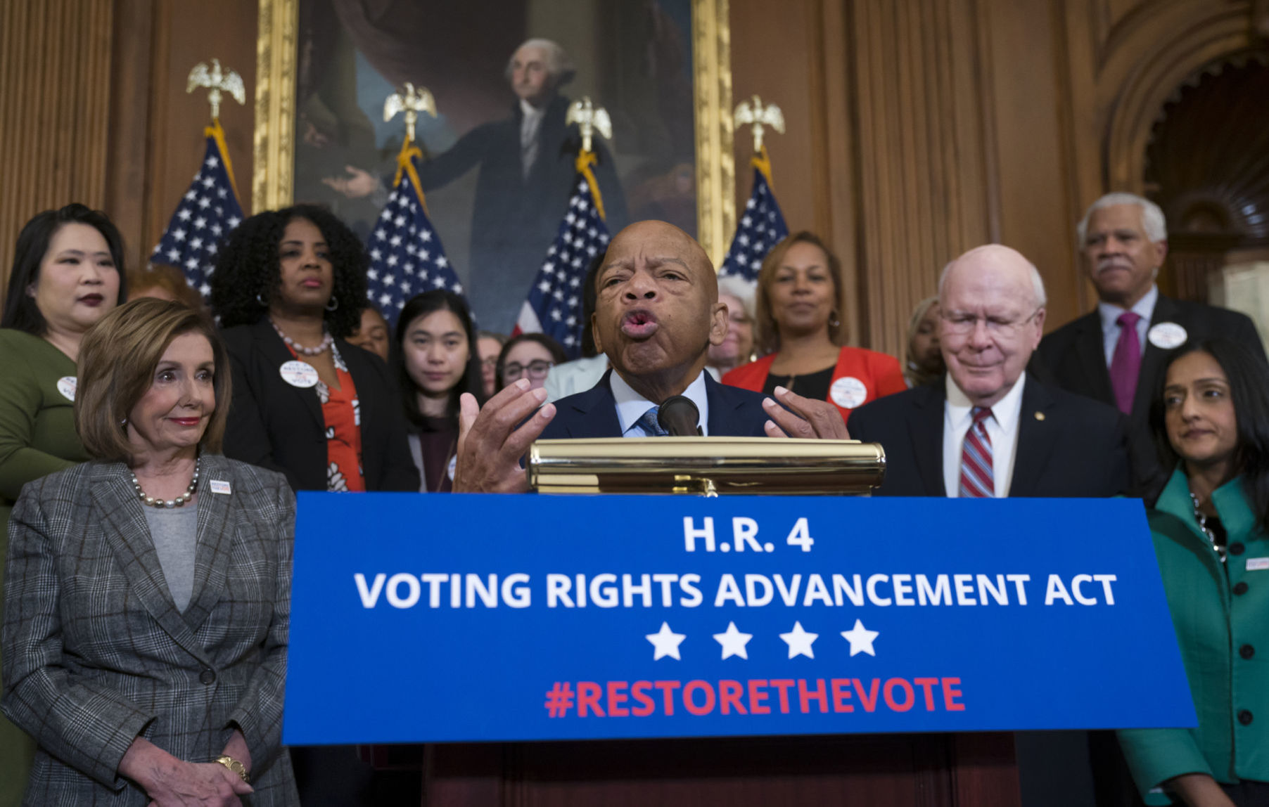 Speaking to eliminate potential state and local voter suppression laws